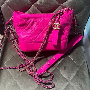 Chanel small Gabrielle bag! Hot pink w/ gold and gunmetal hardware ✨💞 gorgeous